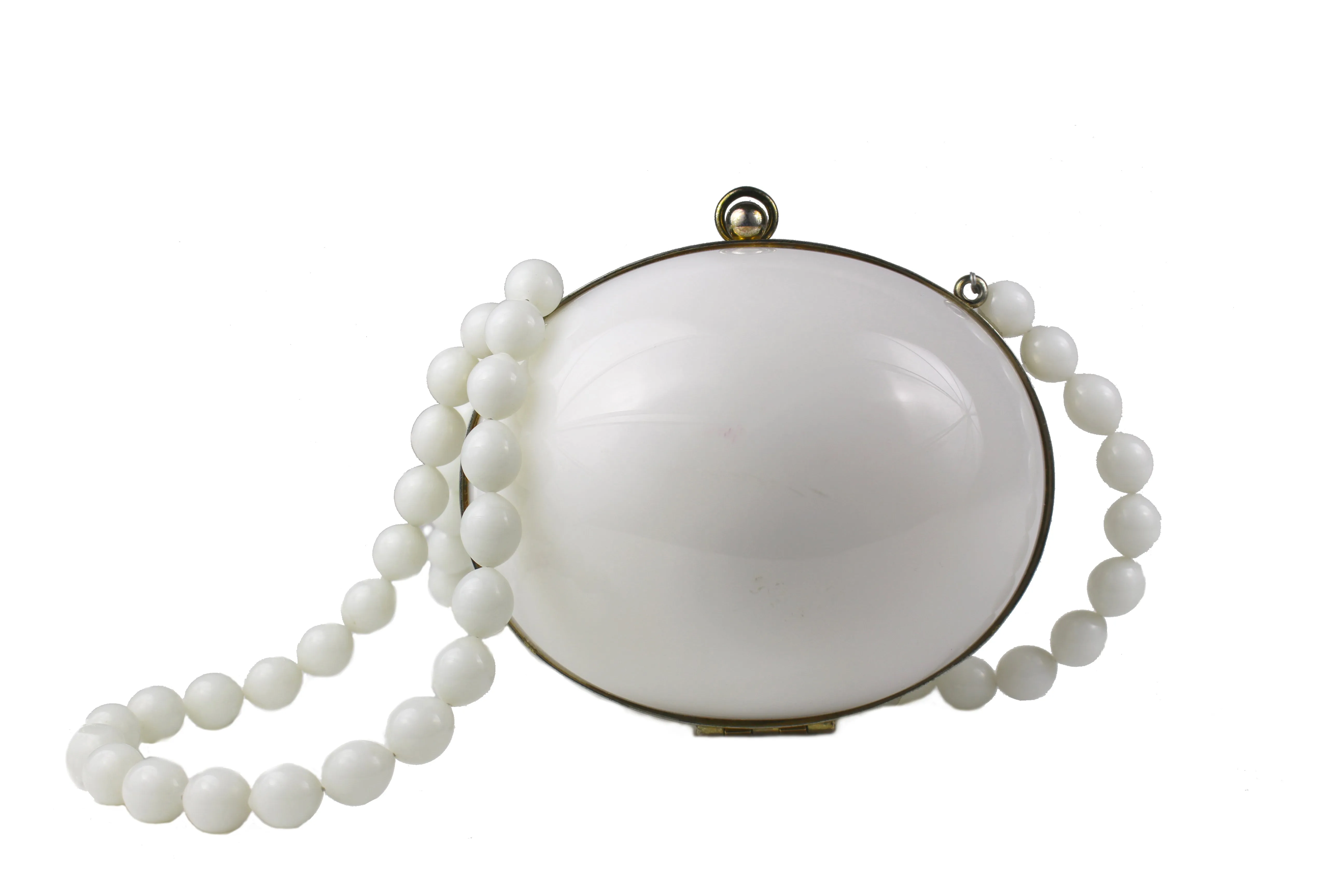 White acrylic oval clutch